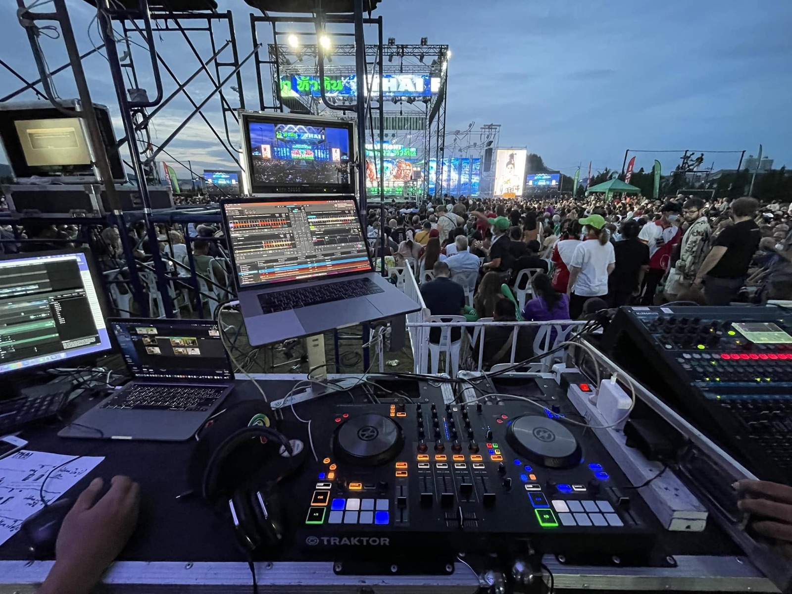 Production control position and audience at THAI FIGHT
